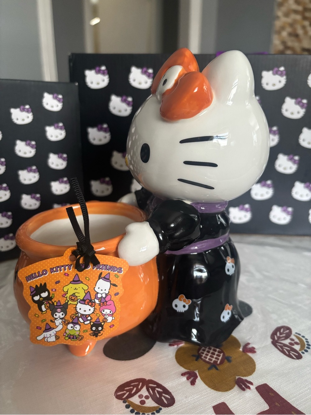Sanrio Hello Kitty Halloween Pumpkin Treat Holder in Orange and White - Picture 5 of 6